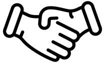 Civil and commercial mediation icon in black and white showing hands shaking_mediation services London